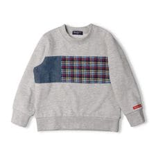 ムージョンジョン(moujonjon)のチェック柄切替裏毛トレーナー