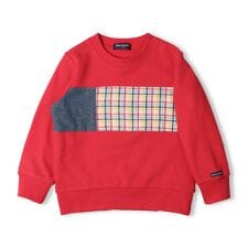 ムージョンジョン(moujonjon)のチェック柄切替裏毛トレーナー