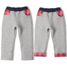 ムージョンジョン(moujonjon)のチェック切替ニットキルト長パンツ