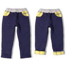 ムージョンジョン(moujonjon)のチェック切替ニットキルト長パンツ