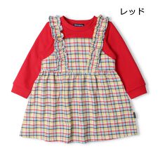 ムージョンジョン(moujonjon)のチェック切替裏毛ワンピース