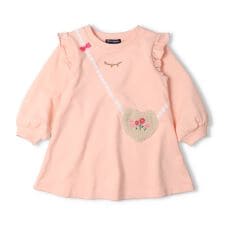 ムージョンジョン(moujonjon)のお花刺繍ポシェット風裏毛ワンピース