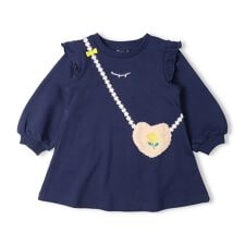 ムージョンジョン(moujonjon)のお花刺繍ポシェット風裏毛ワンピース