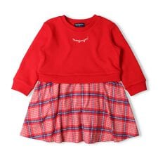 ムージョンジョン(moujonjon)のチェック切替裏毛ワンピース