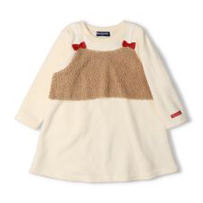 ムージョンジョン(moujonjon)のボアビスチェ風ブークレー裏起毛ワンピース