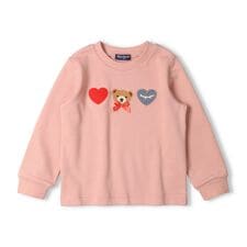 ムージョンジョン(moujonjon)のハートアップリケくま刺繍裏毛トレーナー