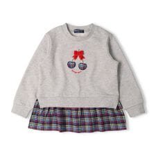 ムージョンジョン(moujonjon)のさくらんぼチェック切替裏毛トレーナー