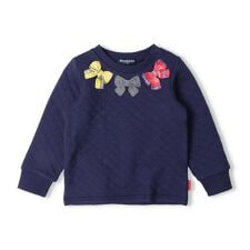 リボン付きニットキルトトレーナー