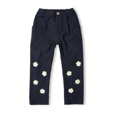 お花付きのびふわ裏起毛ツイル長パンツ