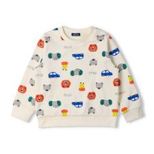 動物車総柄裏毛トレーナー