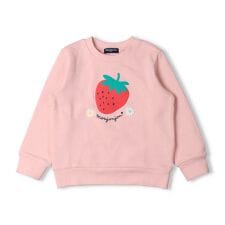 お花モチーフ付イチゴプリント裏毛トレーナー