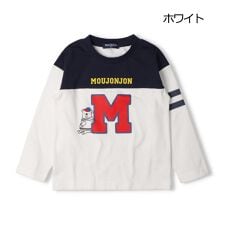 くま・ぞうプリント切替長袖Tシャツ