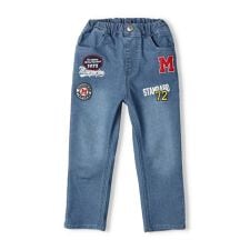 ワッペン付デニムロングパンツ