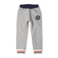 ワッペン付裾リブミニ裏毛ロングパンツ