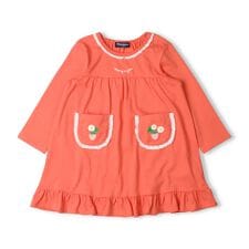 ポケットいちご刺繍長袖ワンピース