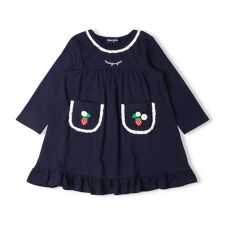 ポケットいちご刺繍長袖ワンピース
