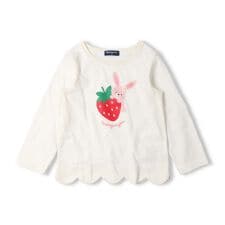 いちごプリント裾スカラップ長袖Ｔシャツ