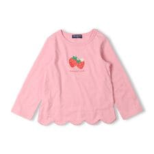 いちごプリント裾スカラップ長袖Ｔシャツ