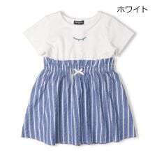 ストライプ切替半袖ワンピース