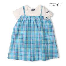 サッカーチェック切替半袖ワンピース