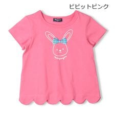 リボン付きうさぎ・ねこプリント半袖Ｔシャツ