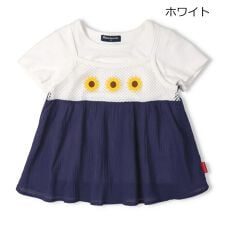 ひまわり刺繍キャミ重ね着風半袖Ｔシャツ