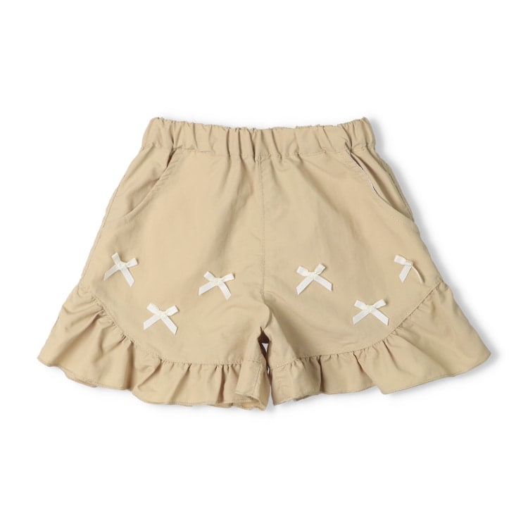 リボン付き裾フリルショートパンツ