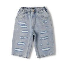 ダメージデニム5分丈ハーフパンツ