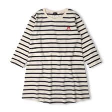 ダディコ刺繍ボーダー長袖ワンピース