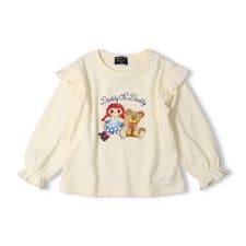 ダディコプリント肩フリル長袖Tシャツ