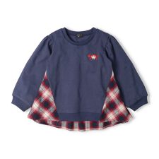 ダディコ刺繍チェック切替長袖Tシャツ