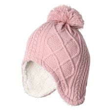 ケーブル編耳付ニット帽・帽子