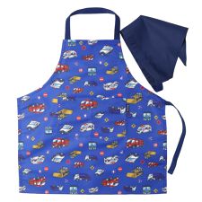 恐竜・働く車総柄エプロン