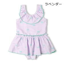 キッズフォーレ(Kids Foret)のチェックリボン柄スイムワンピース