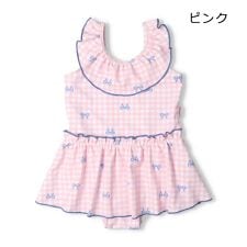 キッズフォーレ(Kids Foret)のチェックリボン柄スイムワンピース