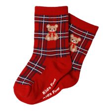 くまチェック柄クルーソックス