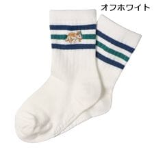 働く車・恐竜刺繍クルーソックス