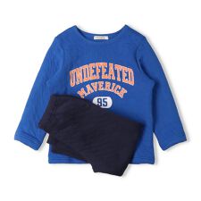 キッズフォーレ(Kids Foret)の【WEB限定】カレッジ風プリントキルト長袖パジャマ