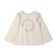 【WEB限定】お花ロゴプリント肩フリル長袖Tシャツ