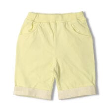 裾ストライプ柄無地５分丈ハーフパンツ