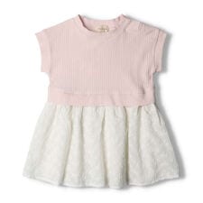 レーススカート切替半袖ワンピース