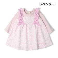 花柄重ね着風チュニックTシャツ