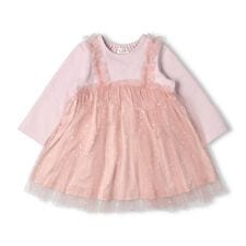 ハート柄チュール裏毛ワンピース