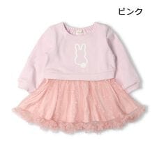 キラキラハート柄チュールスカート裏毛ワンピース