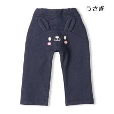 ねこ・うさぎデザインデニムニット長パンツ