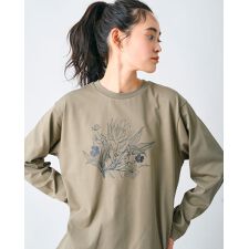 【吸水速乾】【接触冷感】T/Cプレーティング天竺花柄プリントT
