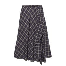 ラメチェックギャザー巻きスカート