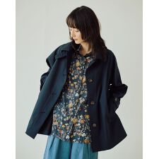 [防風　撥水]ステンカラーショートコート