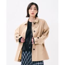 [防風　撥水]ステンカラーショートコート