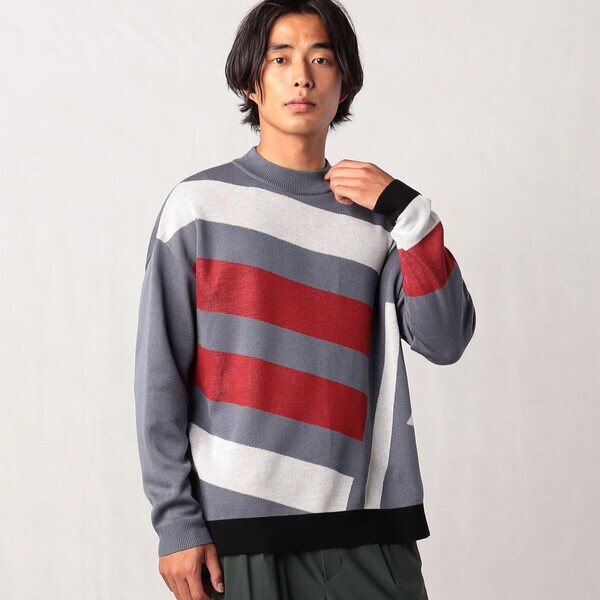 βボーダーグラフィック モックネックセーター | ベータ・メン(BMEN